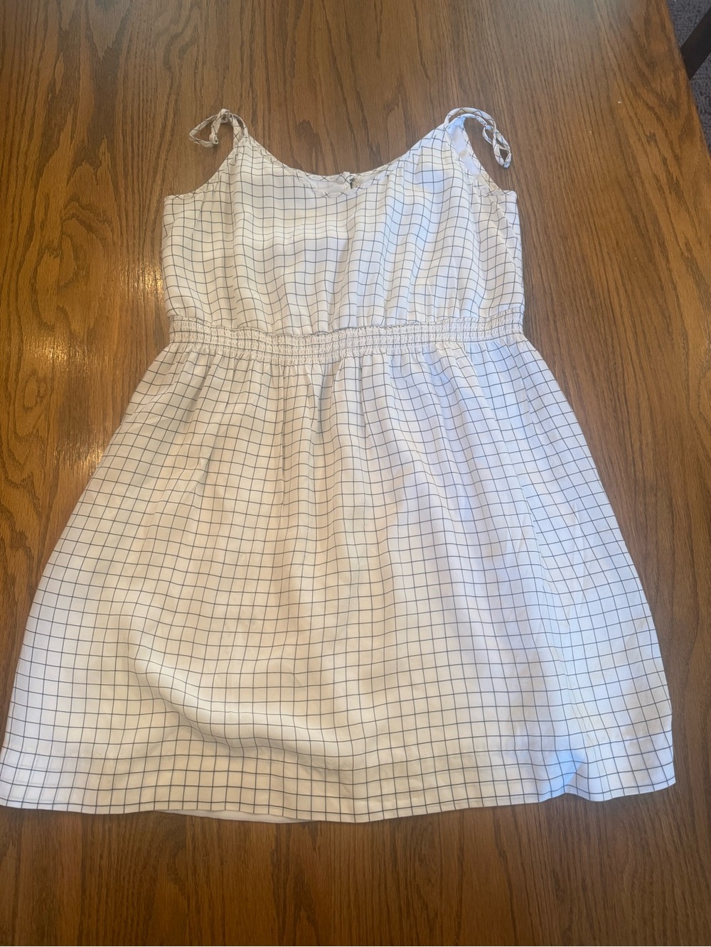 Madewell White Grid Print Sundress with Tie Straps